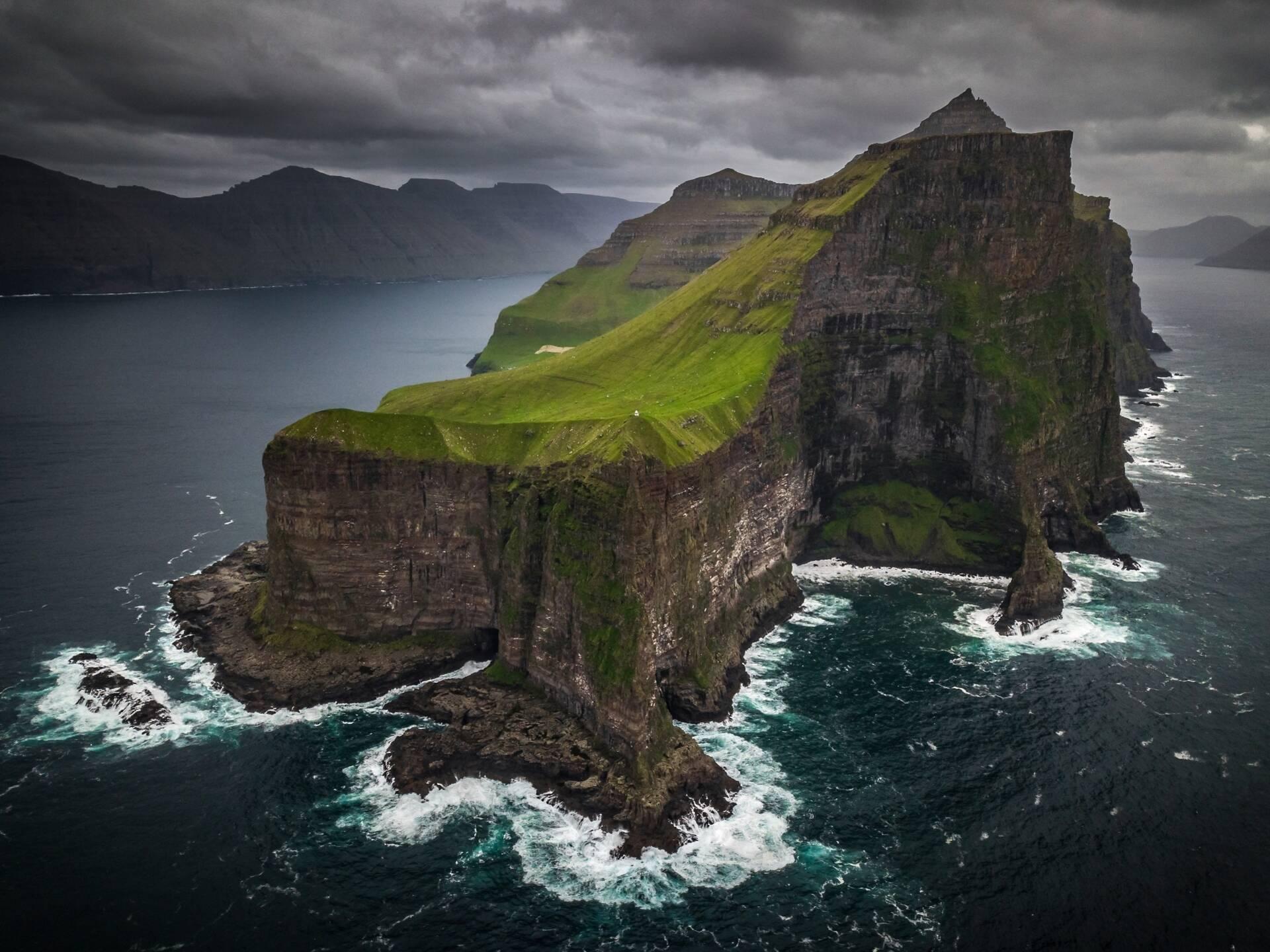 Dramatic remote sea cliffs above the ocean