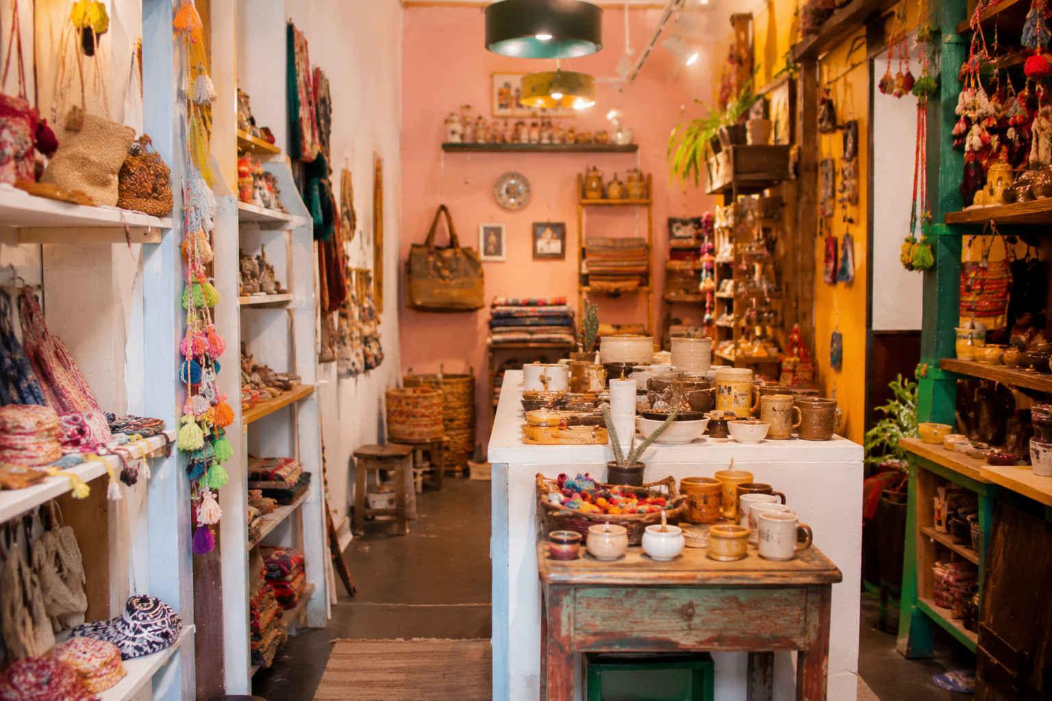 Colorful artisan boutique interior