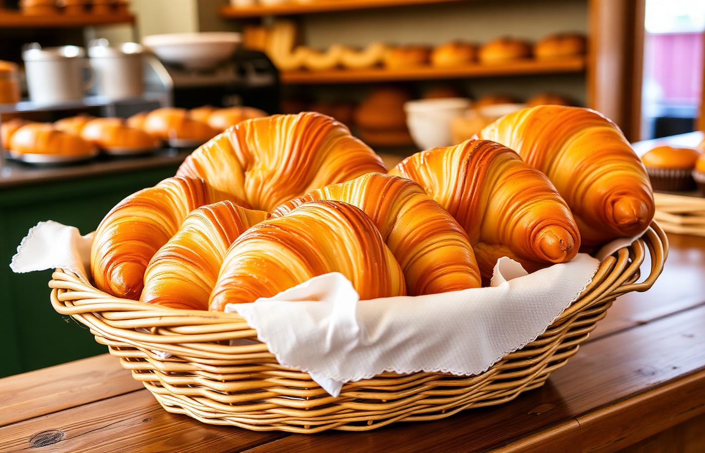 Kipferl y croissants recién horneados