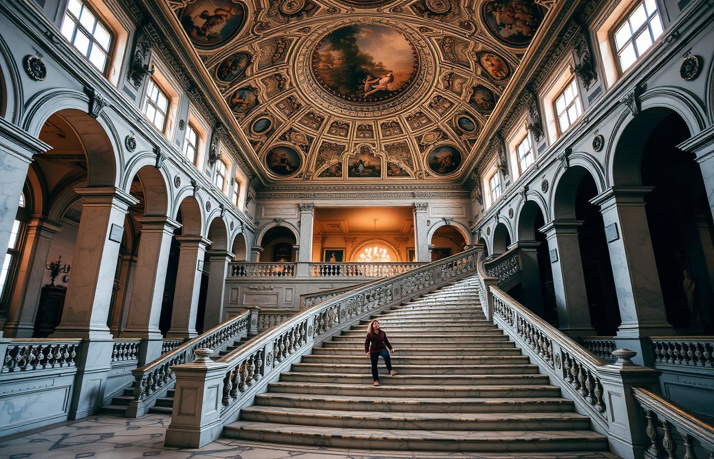 Escalinata monumental y cúpula del Kunsthistorisches Museum de Viena